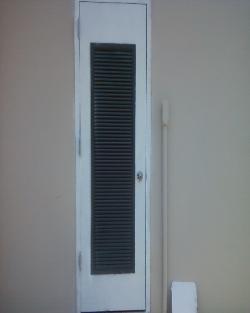 New louvered hollow metal door installed for mechanical room ventilation