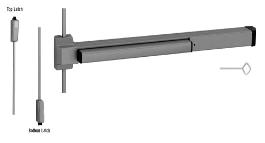 vertical rod lock for panic device on door